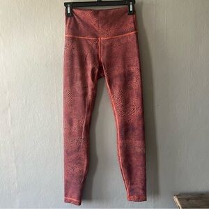 Lululemon Crackle Glaze Vintage Orange Larkspur Wunder Train HR Tight 25” Size 6